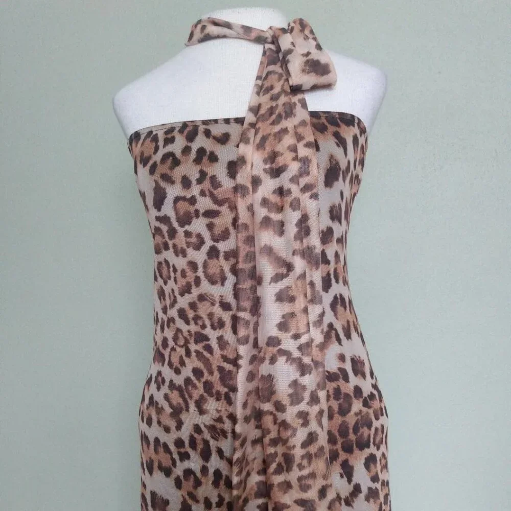 PrettyLittleThing Leopard Print Bodycon Mini Dress Size 8 - Picture 3 of 5